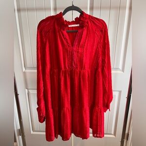 Red long sleeve dress